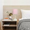 Creekwood Home Oslo 19.5in Contemporary Power Outlet Base Metal Table Lamp, White, Light Pink Drum Fabric Shade CWT-2008-PO